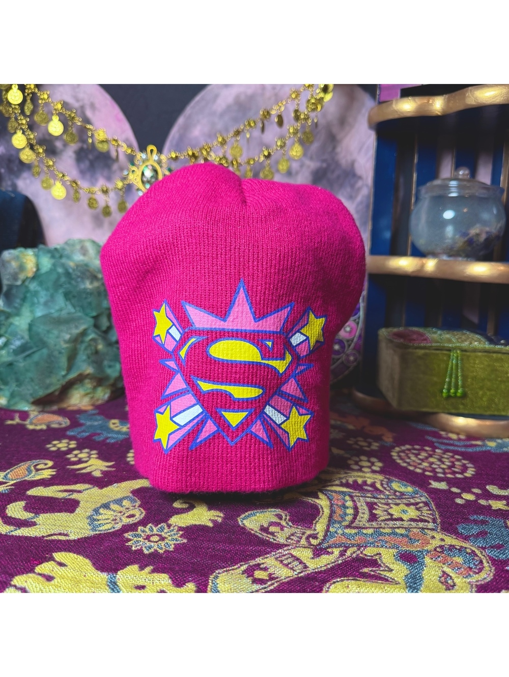 Hot Pink Girls Superman Supergirl Beanie